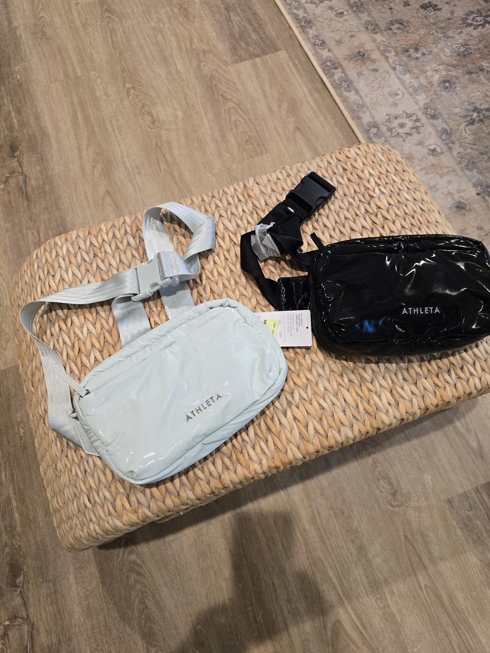 Athleta Patent Crossbody Belt Bag - Light Blue & Black